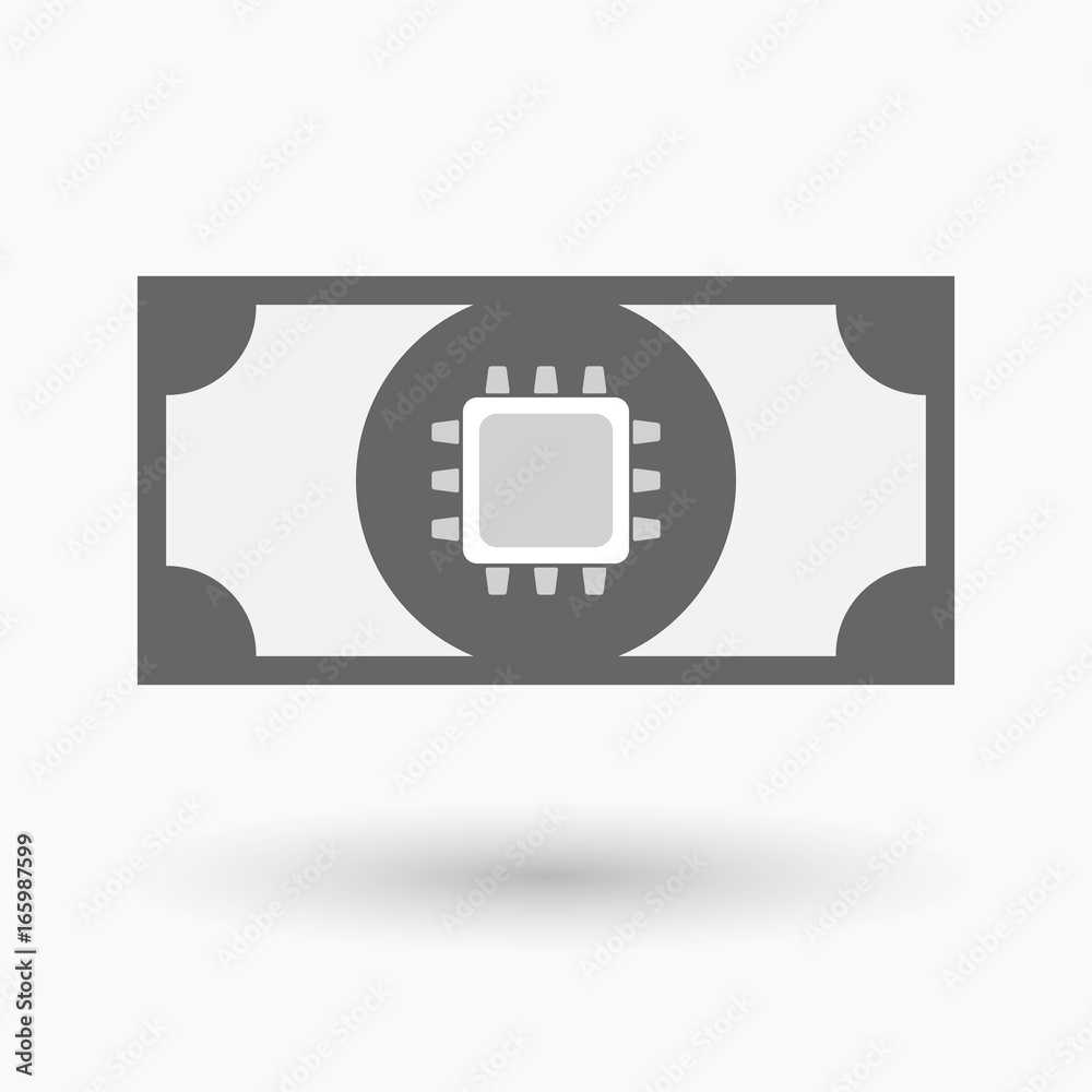 Sticker isolated bank note with a cpu