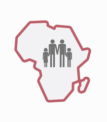 Isolated Africa map with a gay parents  family pictogram