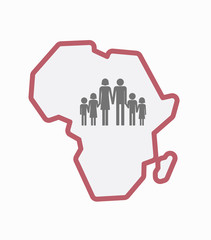Isolated Africa map with a large family  pictogram