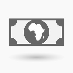 Isolated bank note with  a map of the african continent