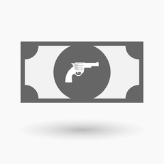 Isolated bank note with a gun