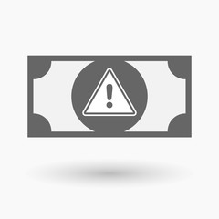 Isolated bank note with a warning signal
