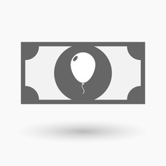 Isolated bank note with a balloon