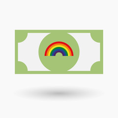 Isolated bank note with a rainbow
