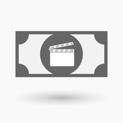 Isolated bank note with a clapperboard
