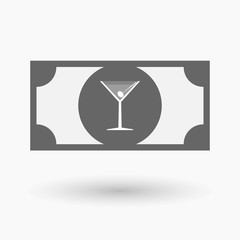 Isolated bank note with a cocktail glass