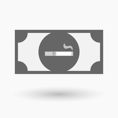 Isolated bank note with an electronic cigarette