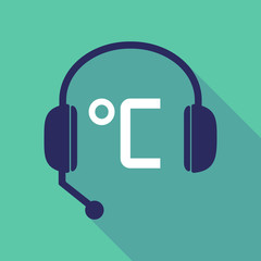 Long shadow  headset with  a celsius degree sign