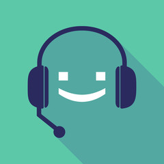 Long shadow  headset with a smile text face