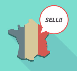 Long shadow  France map with   the text SELL!!