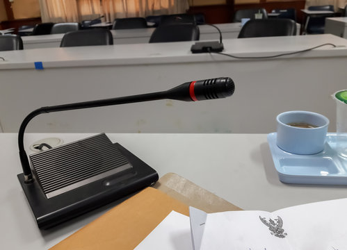 small microphone in the conference room