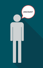 Long shadow male pictogram with    the text DISCOUNT