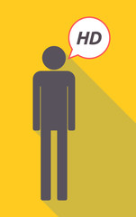 Long shadow male pictogram with    the text HD