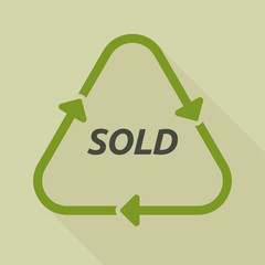 Long shadow recycle sign with    the text SOLD
