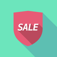 Long shadow shield with    the text SALE