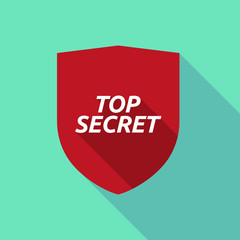 Long shadow shield with    the text TOP SECRET