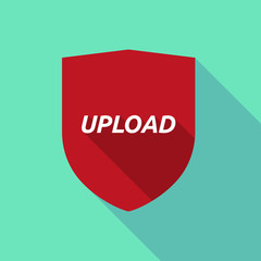 Long shadow shield with    the text UPLOAD