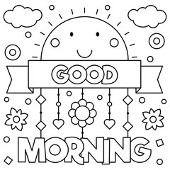 Good morning. Coloring page. Vector illustration.