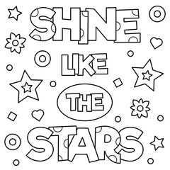 Shine like the stars. Coloring page. Vector illustration.