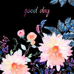 Watercolor flowers and plants