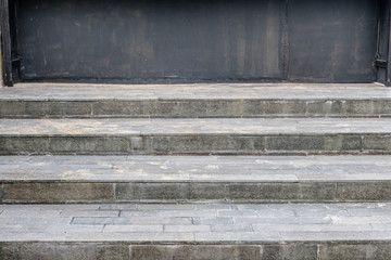 Granite tile floor stairway with black