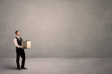 Businessman with empty box