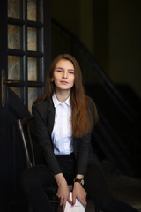 The girl in the cafe breakfast