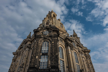 Fototapeta na wymiar Dresden Frauenkirche in city Dresden against sky
