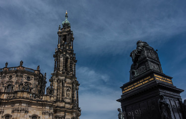 The old buildings in city Dresden against sky