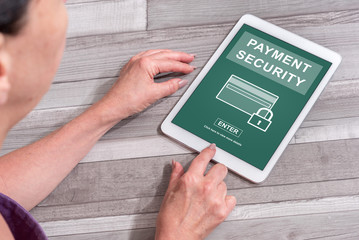 Payment security concept on a tablet