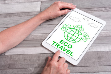 Eco travel concept on a tablet