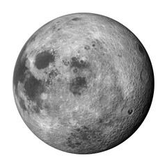 Fototapeta premium 3D render, 'right' side of the moon isolated on white background