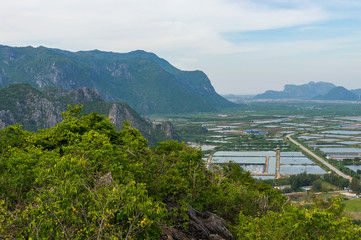 Mountain range landscape view of Khao Dang Viewpoint, Sam Roi Yod National park, Phra Chaup Khi Ri Khun Province in Middle of Thailand.
