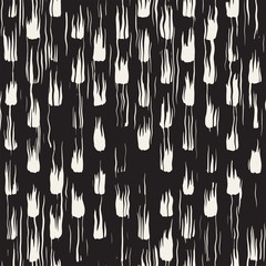 Vector seamless pattern with brush stripes and strokes. Black and white background with ink elements. Hand painted grunge texture.