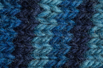 A beautiful closeup of a hand knitted warm and soft wool pattern. Soft socks or scarf of natural wool. Colorful pattern.