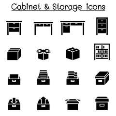 Storage, Cabinet, Drawer icons - obrazy, fototapety, plakaty
