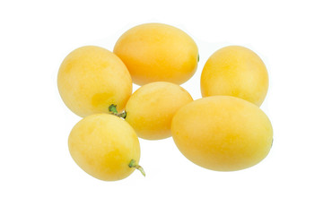 sweet Marian plum thai fruit isolated on white background (Mayongchid Maprang Marian Plum and Plum Mango,Thailand)