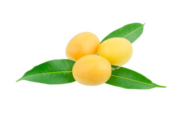 sweet Marian plum thai fruit isolated on white background (Mayongchid Maprang Marian Plum and Plum Mango,Thailand)