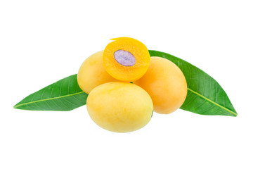 sweet Marian plum thai fruit isolated on white background (Mayongchid Maprang Marian Plum and Plum Mango,Thailand)