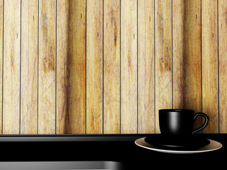 black cup on the table, 3d