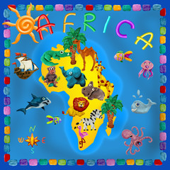Naklejka na ściany i meble Africa continent plasticine kids 3d map