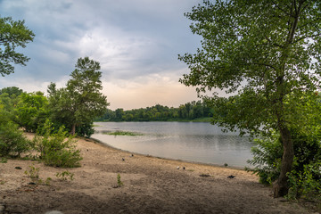 The beach on Rusanivka, Kyiv, Ukraine