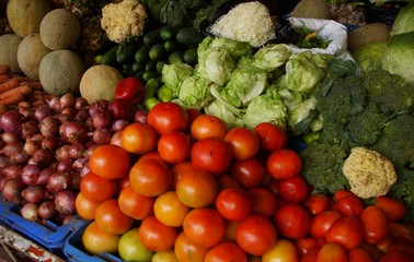Frisches Gemüse auf einem Markt in der Dominikanischen Republik