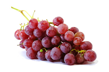 bunches of Summer fresh red grape with white isolate background