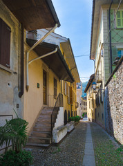 Fototapeta na wymiar Street in the historic old town of Cannobio - Lago Maggiore, Verbania, Piemont, Italy