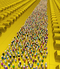 Fototapeta premium Cartoon Crowd, Golden Reserve