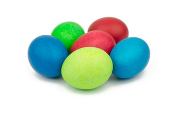 Perfect colorful handmade easter eggs isolated on a white