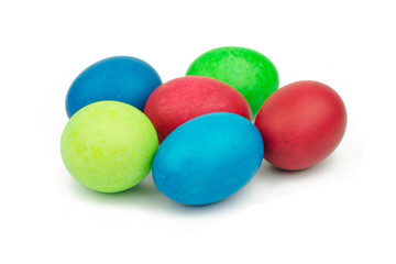 Perfect colorful handmade easter eggs isolated on a white