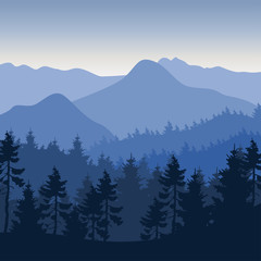 Fototapeta premium Nature landscape background flat design mountain forest