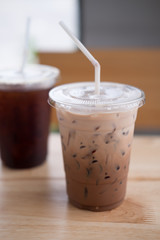 Iced chocolate in takeaway cup